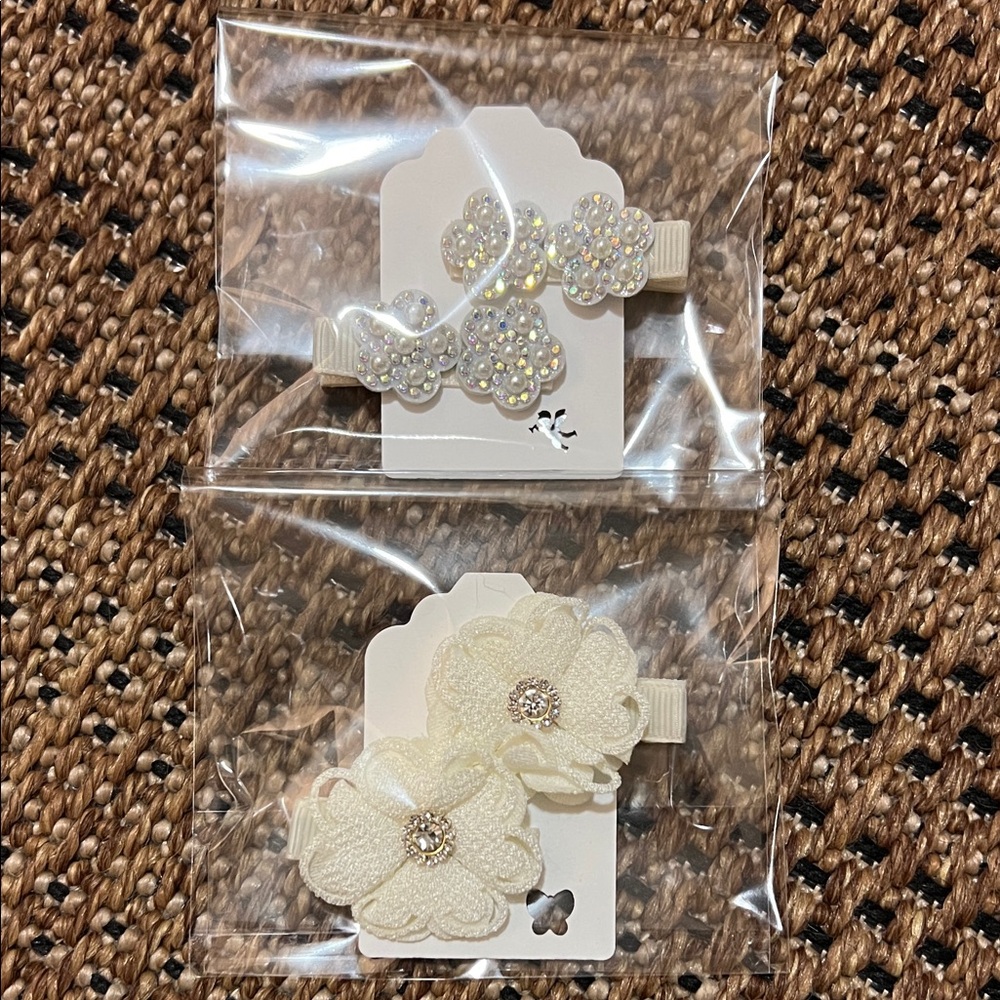 Elegant Cream Floral Hair Clips for Kids
